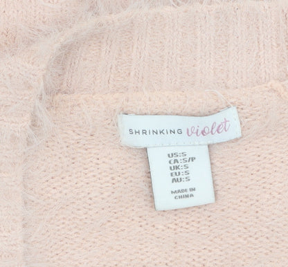 Womens UK Size S Shrinking Violet Pink Cardigan Jumper