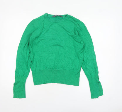 Sosandar Women's Green Crew Neck Long Sleeve Pullover Jumper Size 12