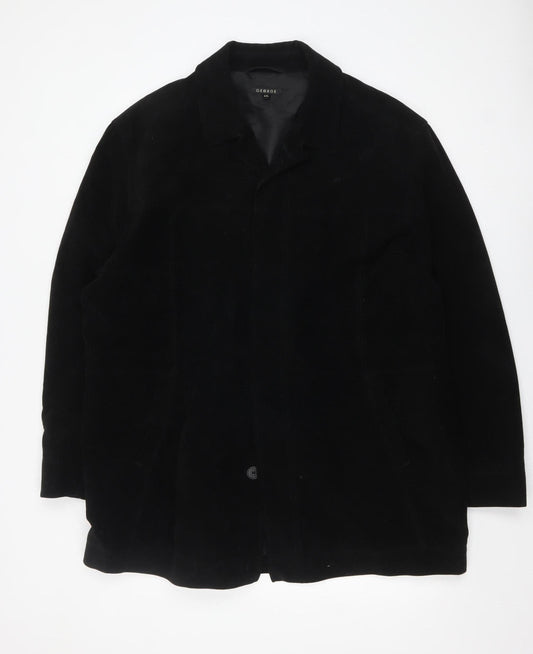 George Men's Black Suede Mid-Length Overcoat 2XL
