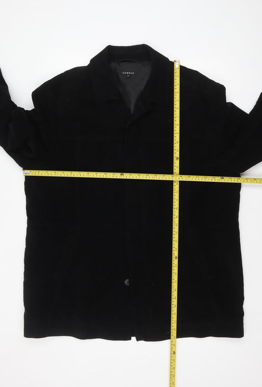 George Men's Black Suede Mid-Length Overcoat 2XL