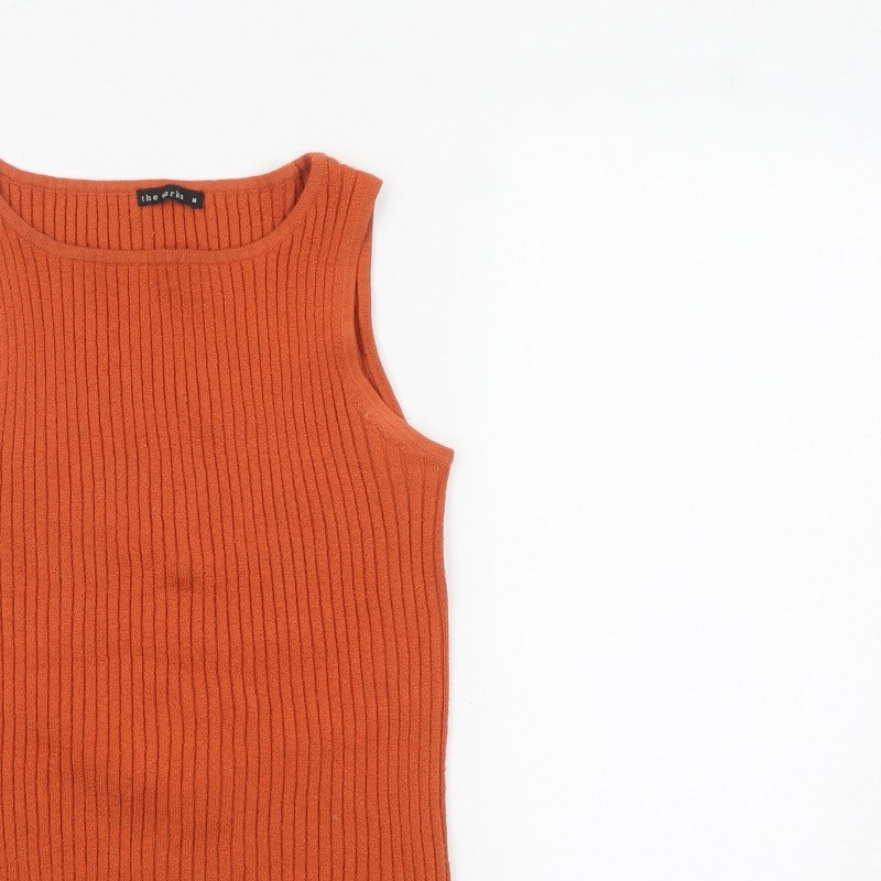 The Works Women’s Orange Ribbed Knit Sleeveless Tank Top M