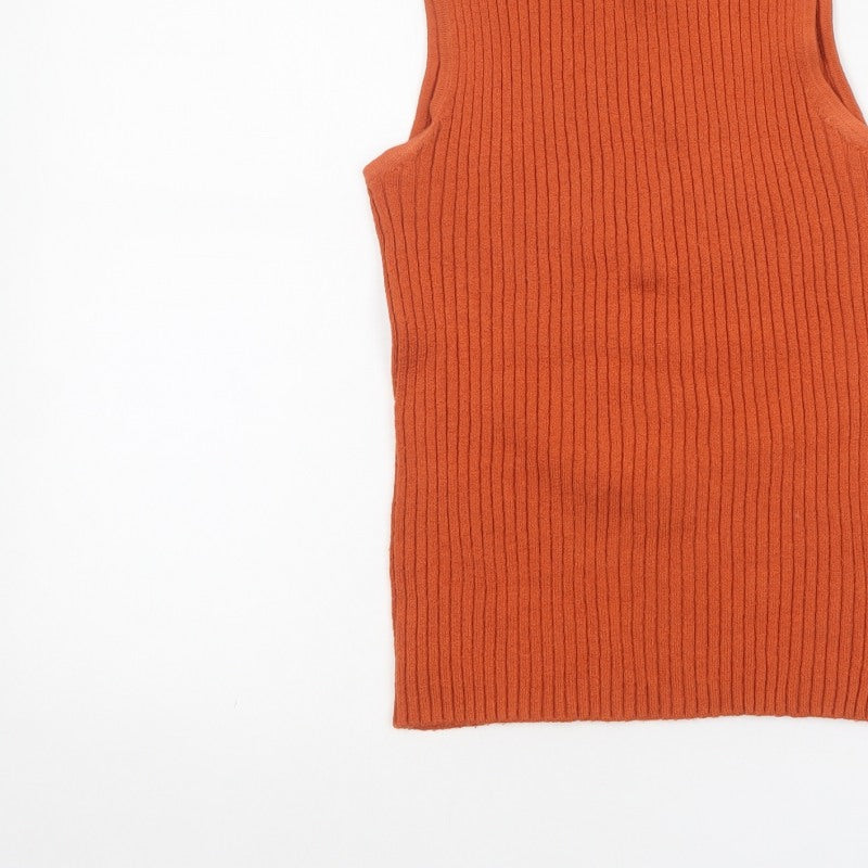 The Works Women’s Orange Ribbed Knit Sleeveless Tank Top M
