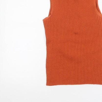The Works Women’s Orange Ribbed Knit Sleeveless Tank Top M