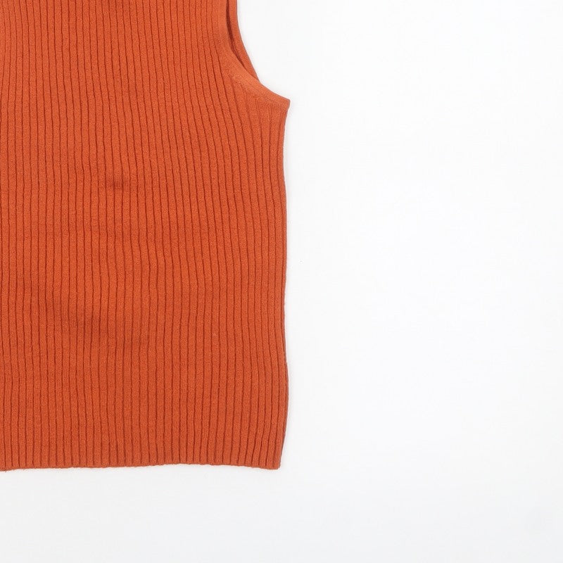 The Works Women’s Orange Ribbed Knit Sleeveless Tank Top M