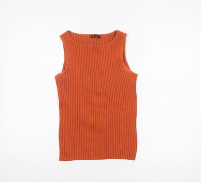 The Works Women’s Orange Ribbed Knit Sleeveless Tank Top M