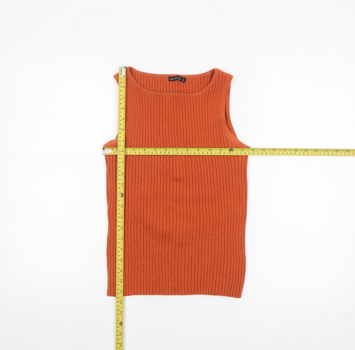 The Works Women’s Orange Ribbed Knit Sleeveless Tank Top M
