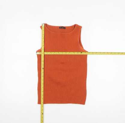 The Works Women’s Orange Ribbed Knit Sleeveless Tank Top M