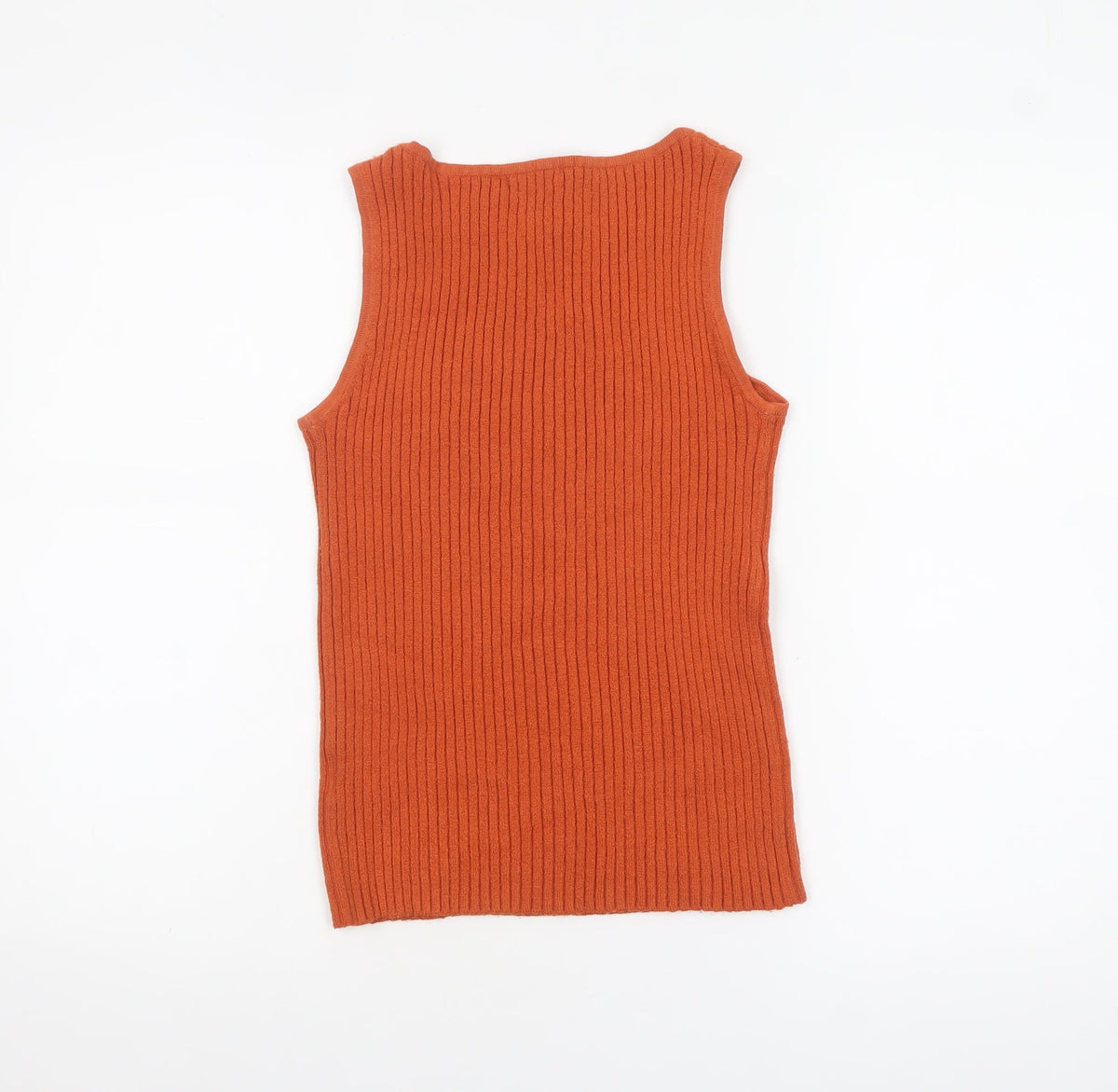 The Works Women’s Orange Ribbed Knit Sleeveless Tank Top M