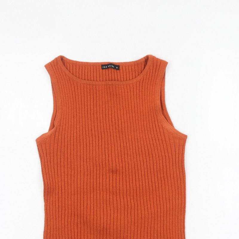 The Works Women’s Orange Ribbed Knit Sleeveless Tank Top M