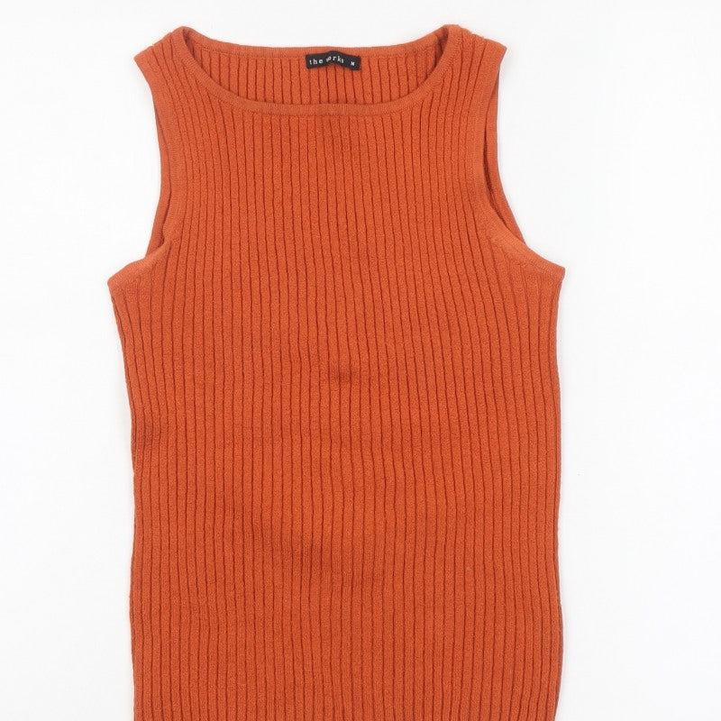 The Works Women’s Orange Ribbed Knit Sleeveless Tank Top M