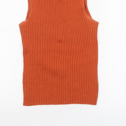 The Works Women’s Orange Ribbed Knit Sleeveless Tank Top M