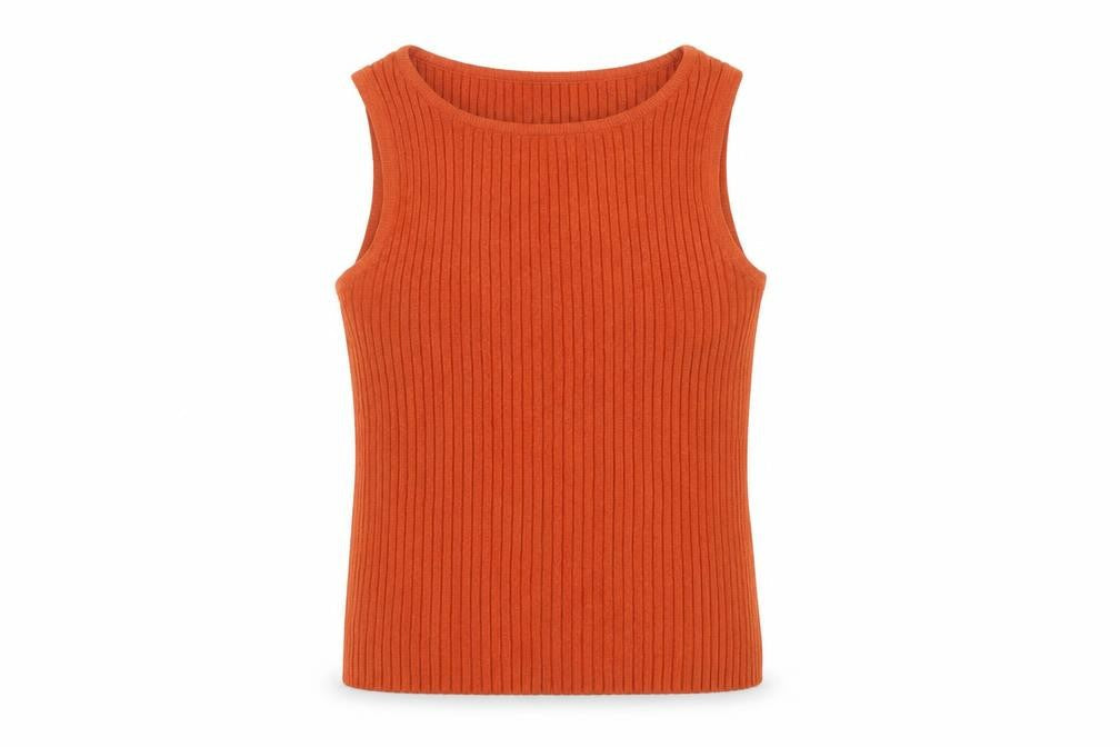 The Works Women’s Orange Ribbed Knit Sleeveless Tank Top M