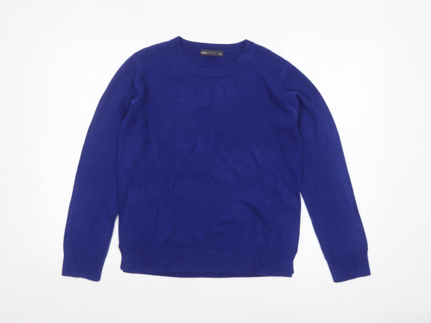 Marks and Spencer Women's Blue Size 12 Crew Neck Pullover Jumper