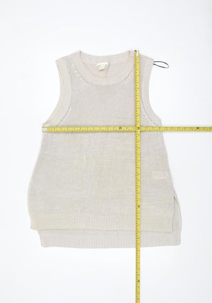 H&M Womens Beige Sleeveless Knit Vest Jumper Size L