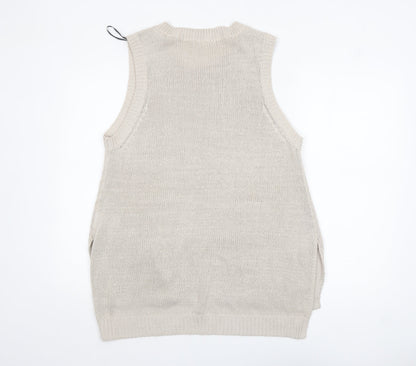H&M Womens Beige Sleeveless Knit Vest Jumper Size L
