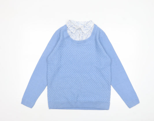 Womens UK Size S ISLE Blue Pullover Jumper