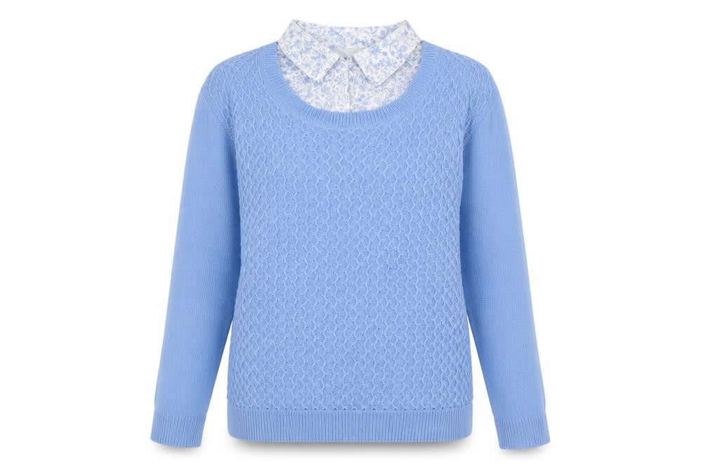 Womens UK Size S ISLE Blue Pullover Jumper