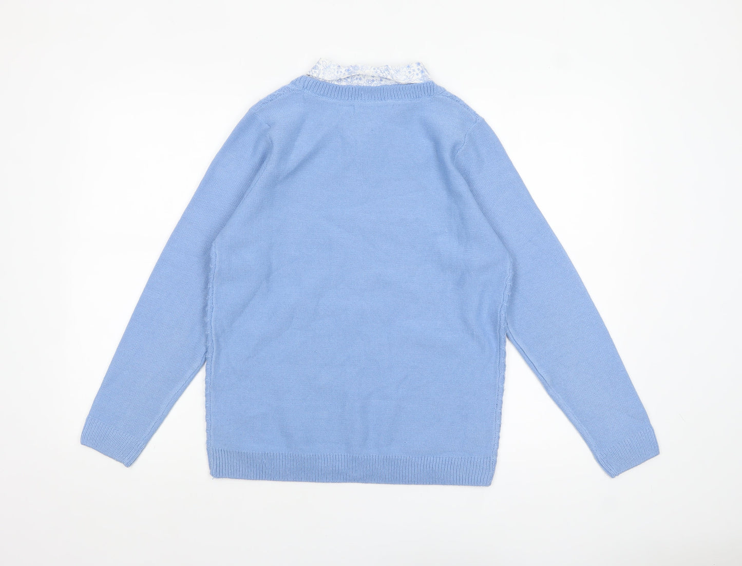 Womens UK Size S ISLE Blue Pullover Jumper