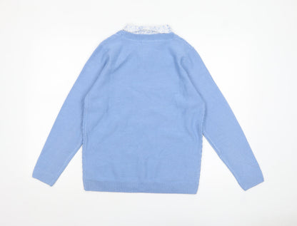 Womens UK Size S ISLE Blue Pullover Jumper