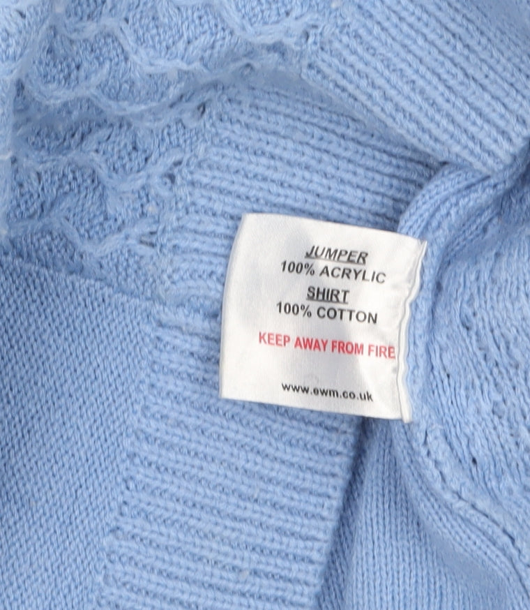 Womens UK Size S ISLE Blue Pullover Jumper