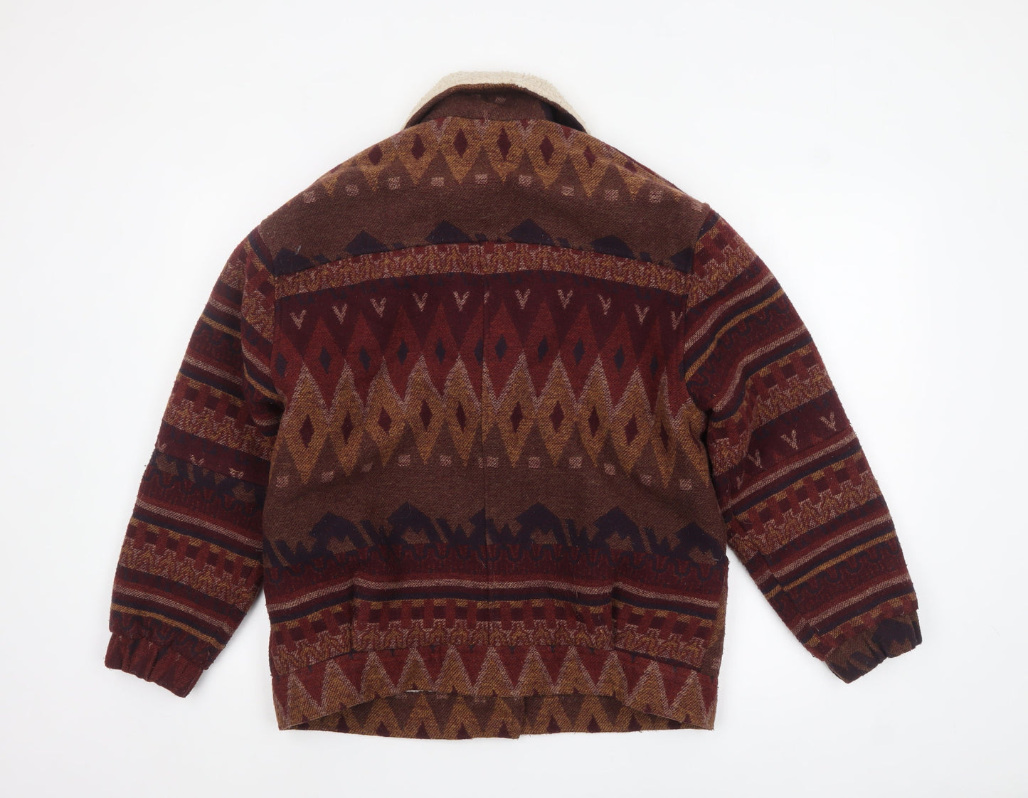 Pull&Bear Women’s Multicoloured Aztec Fleece Lined Jacket Size 8