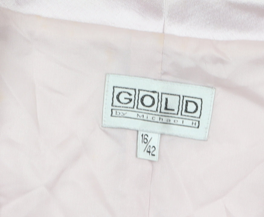 Womens UK Size 16 Gold by Michael H Regular Pink Blazer