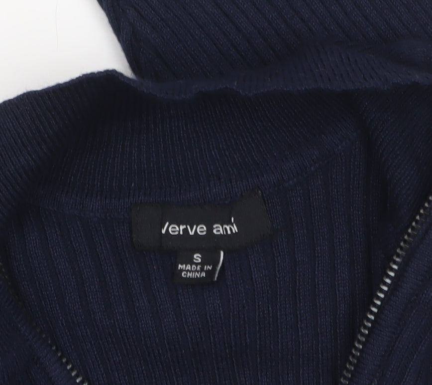 Womens UK Size S Verve Ami Blue Full Zip Jumper