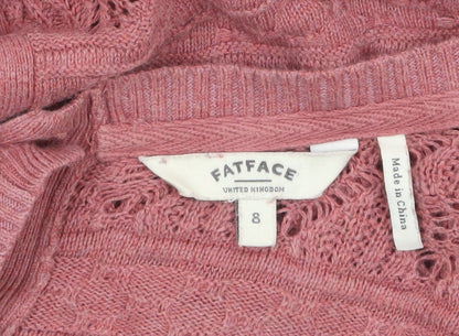 FatFace Women’s Pink Open Knit 3/4 Sleeve Cotton Cardigan Size 8