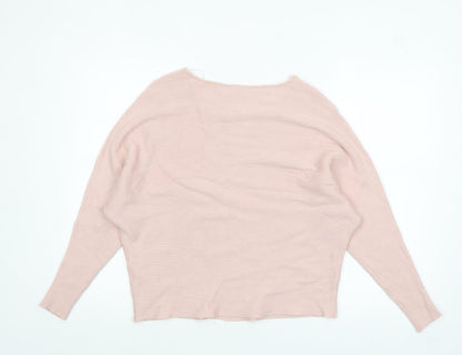 Principles Women Pink Knit Boat Neck Relaxed Fit Jumper Size L