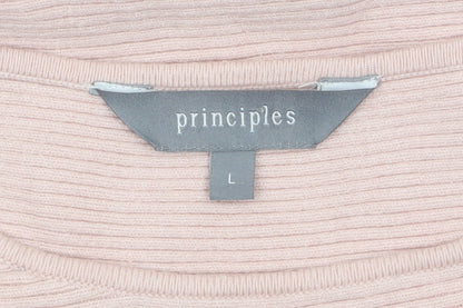 Principles Women Pink Knit Boat Neck Relaxed Fit Jumper Size L