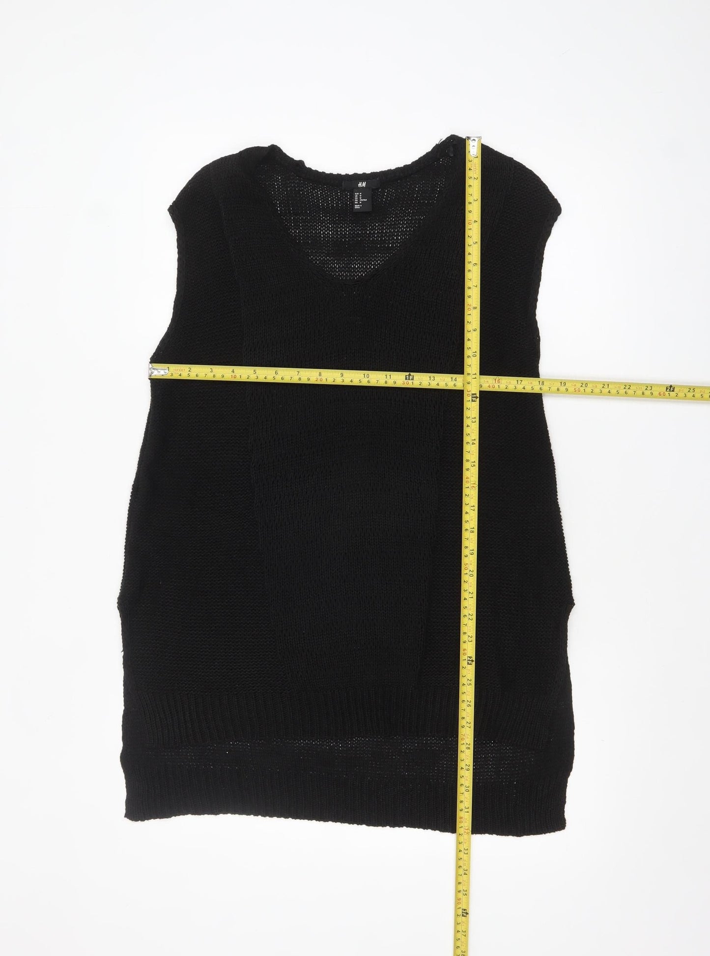H&M Women’s Black Acrylic Knit Sleeveless V-Neck Vest Size 12