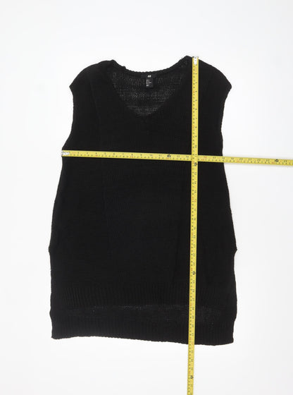 H&M Women’s Black Acrylic Knit Sleeveless V-Neck Vest Size 12