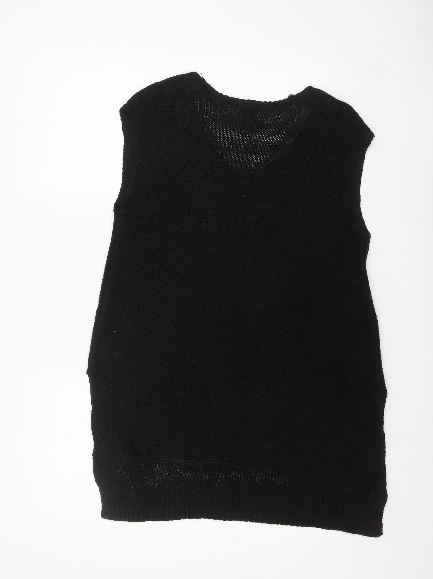 H&M Women’s Black Acrylic Knit Sleeveless V-Neck Vest Size 12
