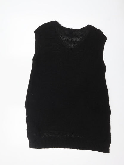 H&M Women’s Black Acrylic Knit Sleeveless V-Neck Vest Size 12