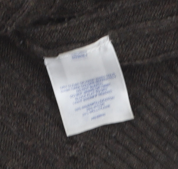 Lands' End Women's Brown Wool Cable-Knit Cardigan L