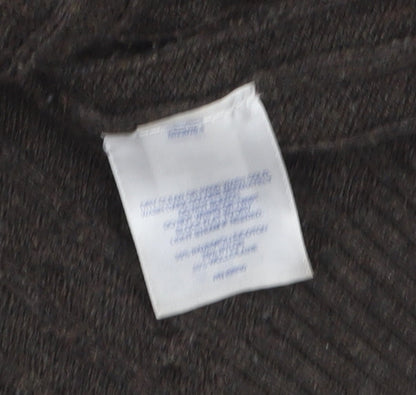 Lands' End Women's Brown Wool Cable-Knit Cardigan L
