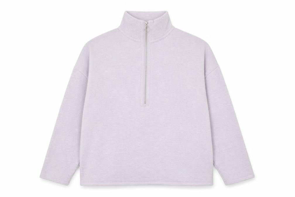 Front view of ASOS Women’s Purple Half Zip High Neck Jumper, size UK 10