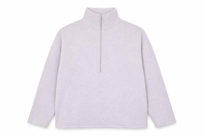 Front view of ASOS Women’s Purple Half Zip High Neck Jumper, size UK 10
