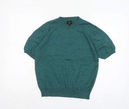 Pop England Women's Green Short Sleeve Crew Neck Cotton Pullover Jumper Size 4
