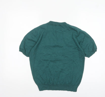Pop England Women's Green Short Sleeve Crew Neck Cotton Pullover Jumper Size 4