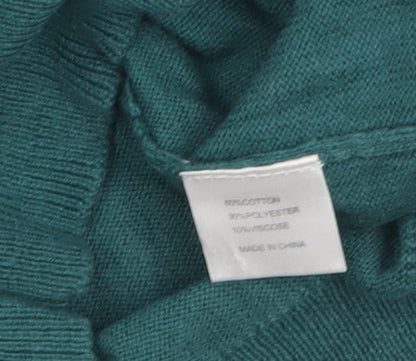 Pop England Women's Green Short Sleeve Crew Neck Cotton Pullover Jumper Size 4