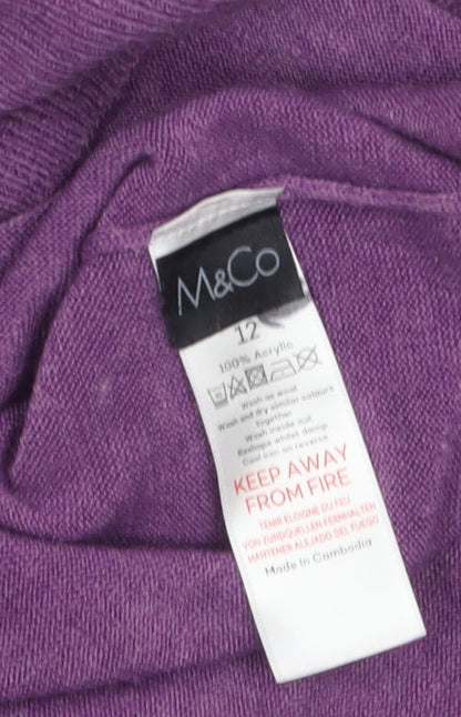 Womens UK Size 12 M&Co Purple Pullover Jumper