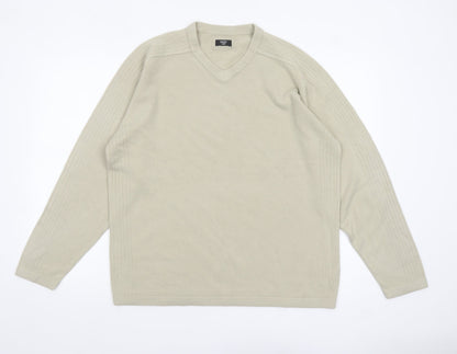 Next Men’s Beige Acrylic V-Neck Jumper Size L Regular Fit