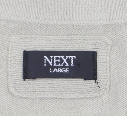 Next Men’s Beige Acrylic V-Neck Jumper Size L Regular Fit