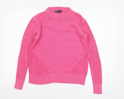 Marks and Spencer Women's Pink Cotton Crew Neck Jumper XS