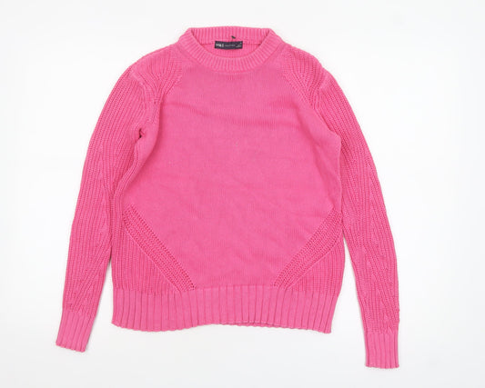 Marks and Spencer Women's Pink Cotton Crew Neck Jumper XS