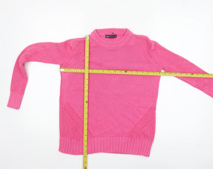 Marks and Spencer Women's Pink Cotton Crew Neck Jumper XS