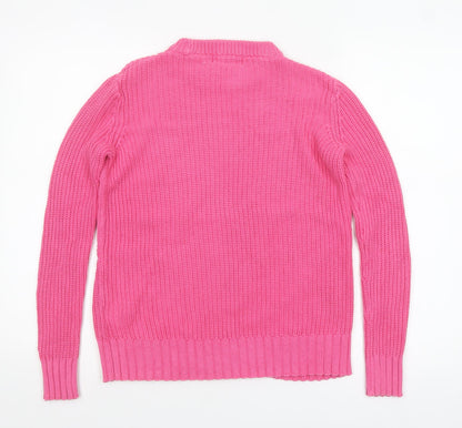 Marks and Spencer Women's Pink Cotton Crew Neck Jumper XS