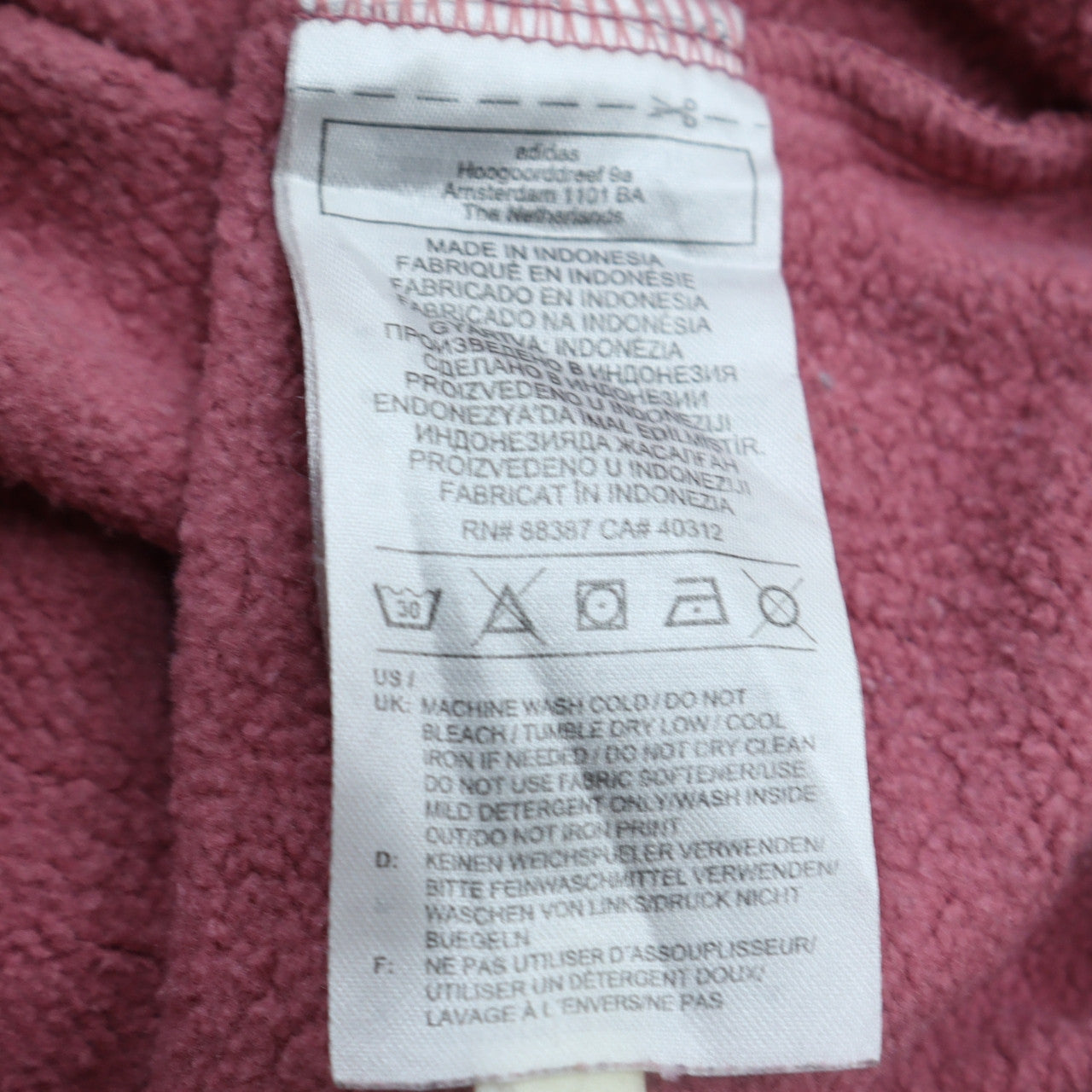 Womens UK Size XS adidas Pink Pullover Hoodie