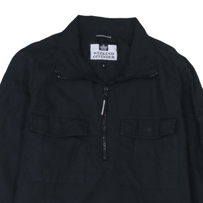 Weekend Offender Men's Black Cotton 1/2 Zip Long Sleeve Casual Shirt - Size S